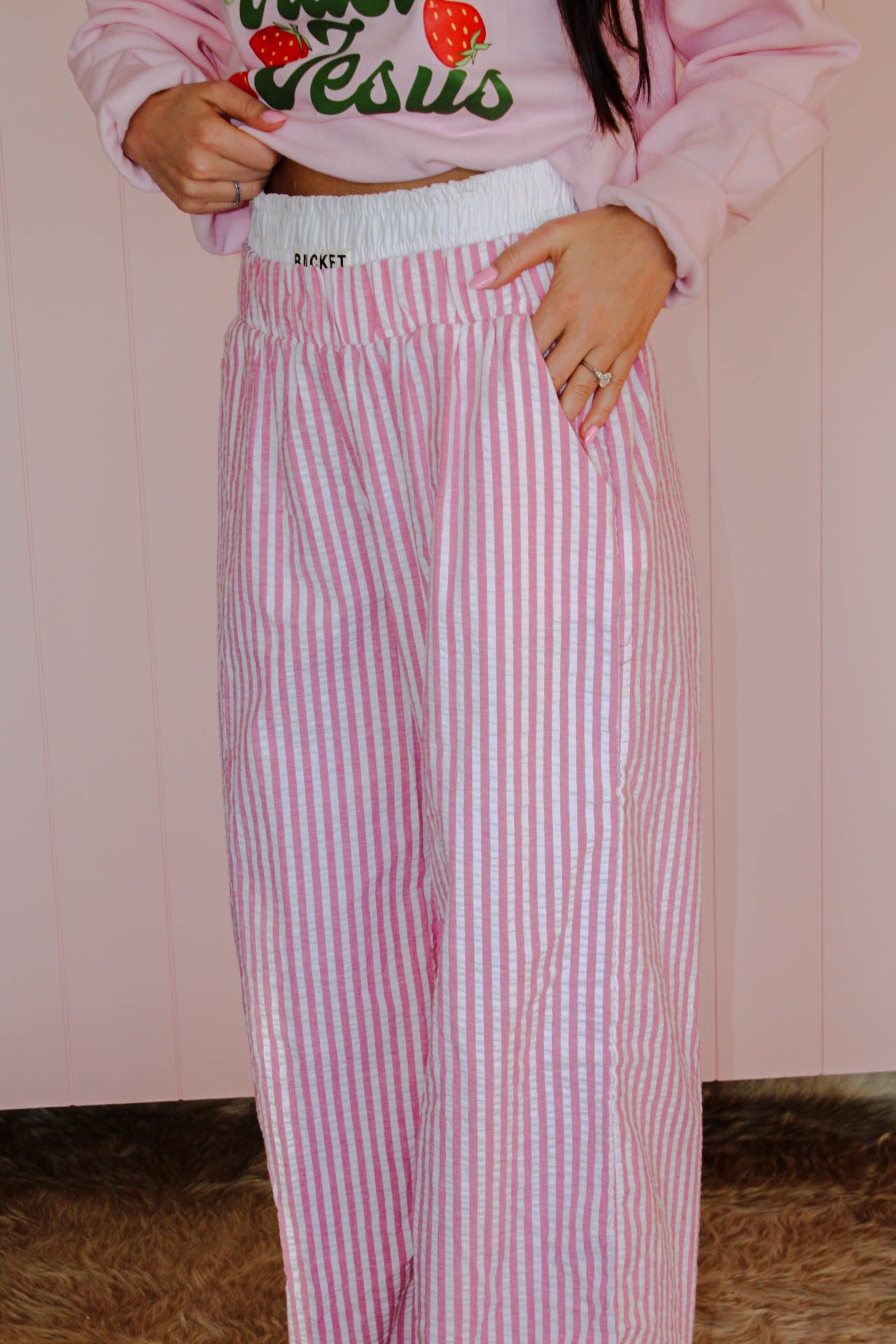 Striped Boxer Pants in Pink