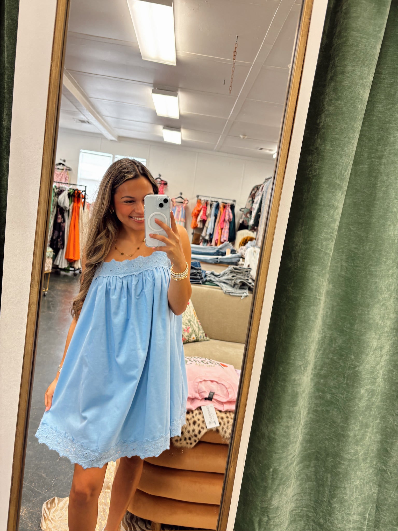 Linen Lace Trim Dress