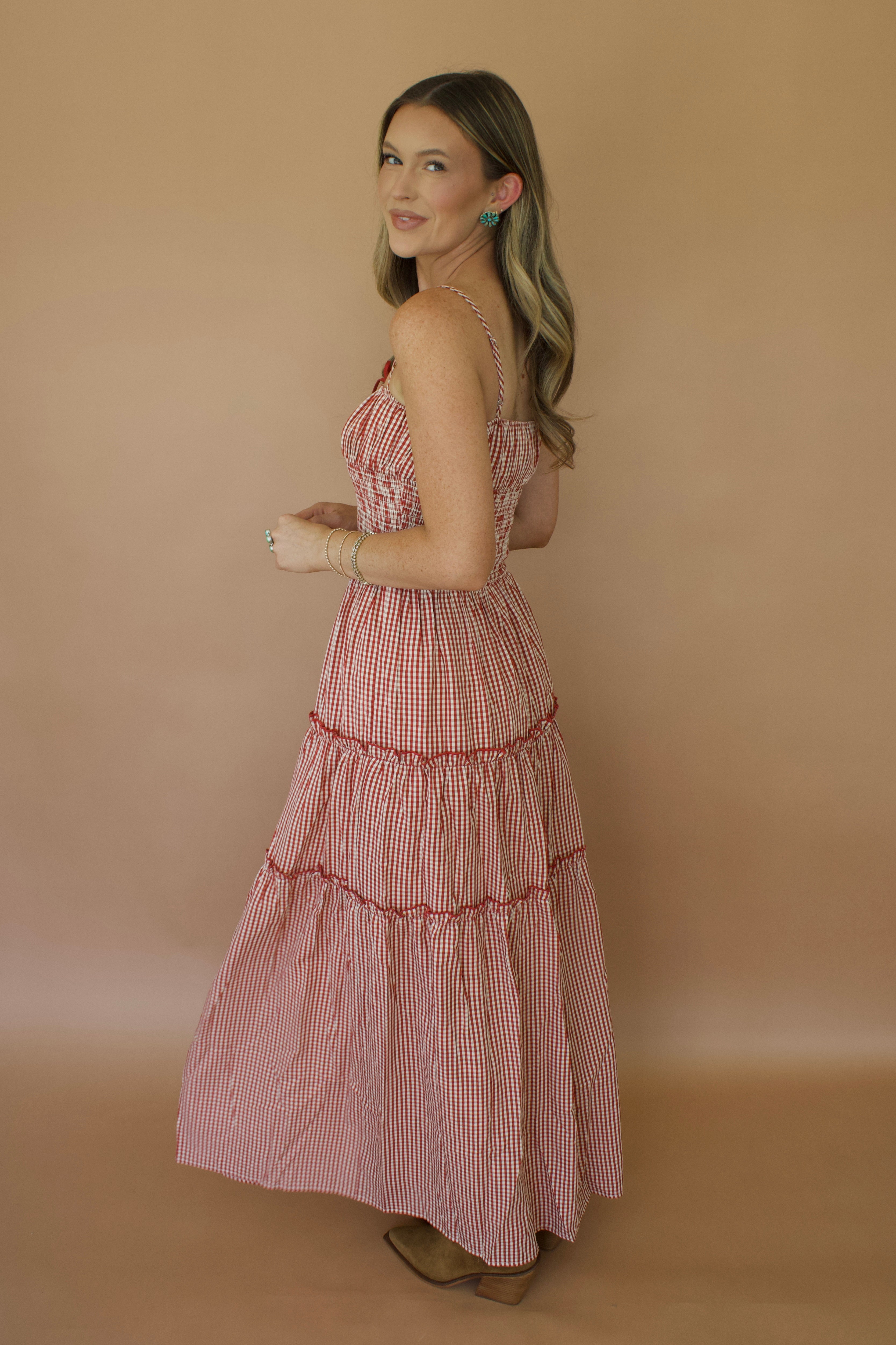 Fallin Red Gingham Dress