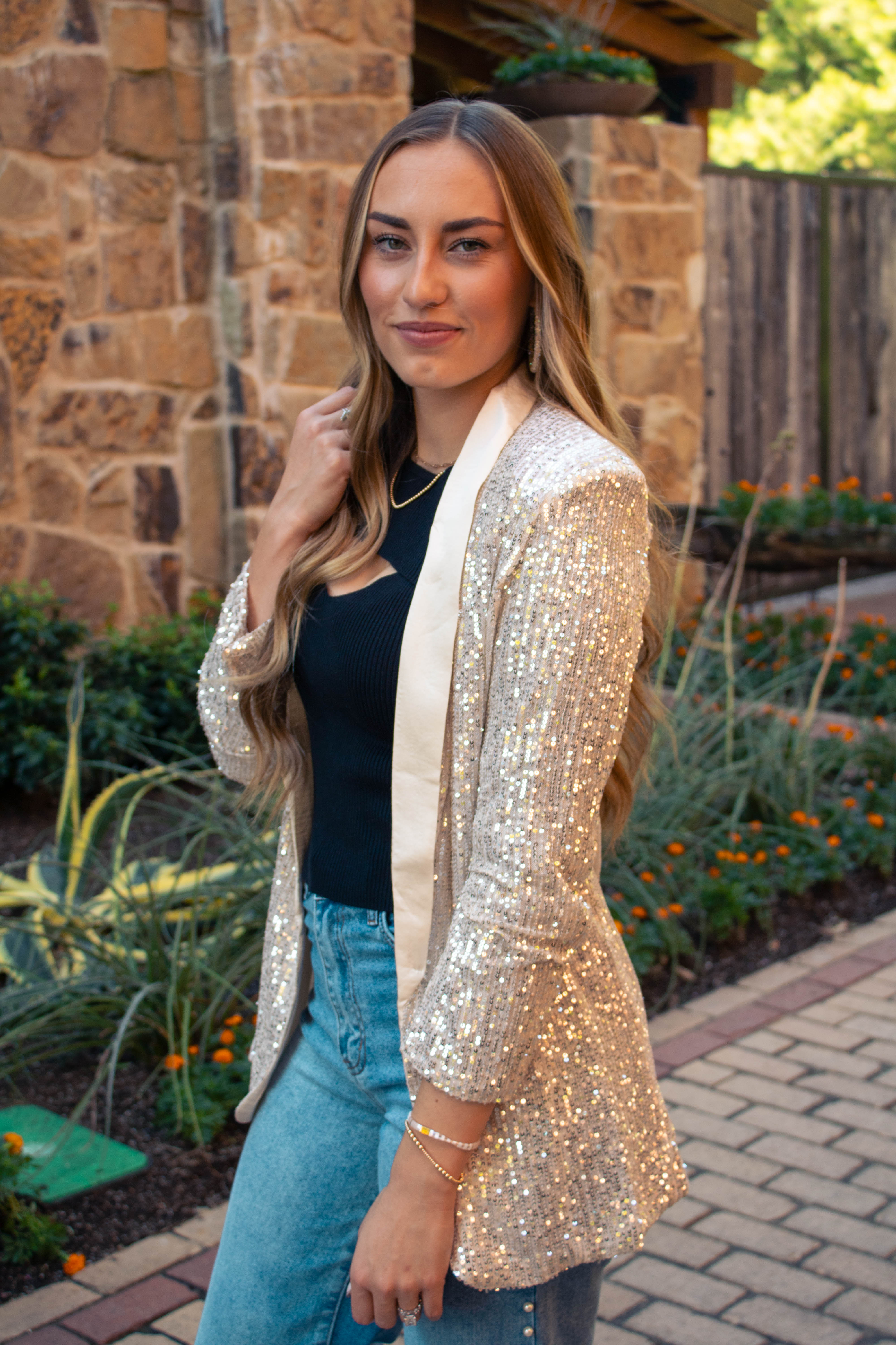 Champagne Sequin Blazer