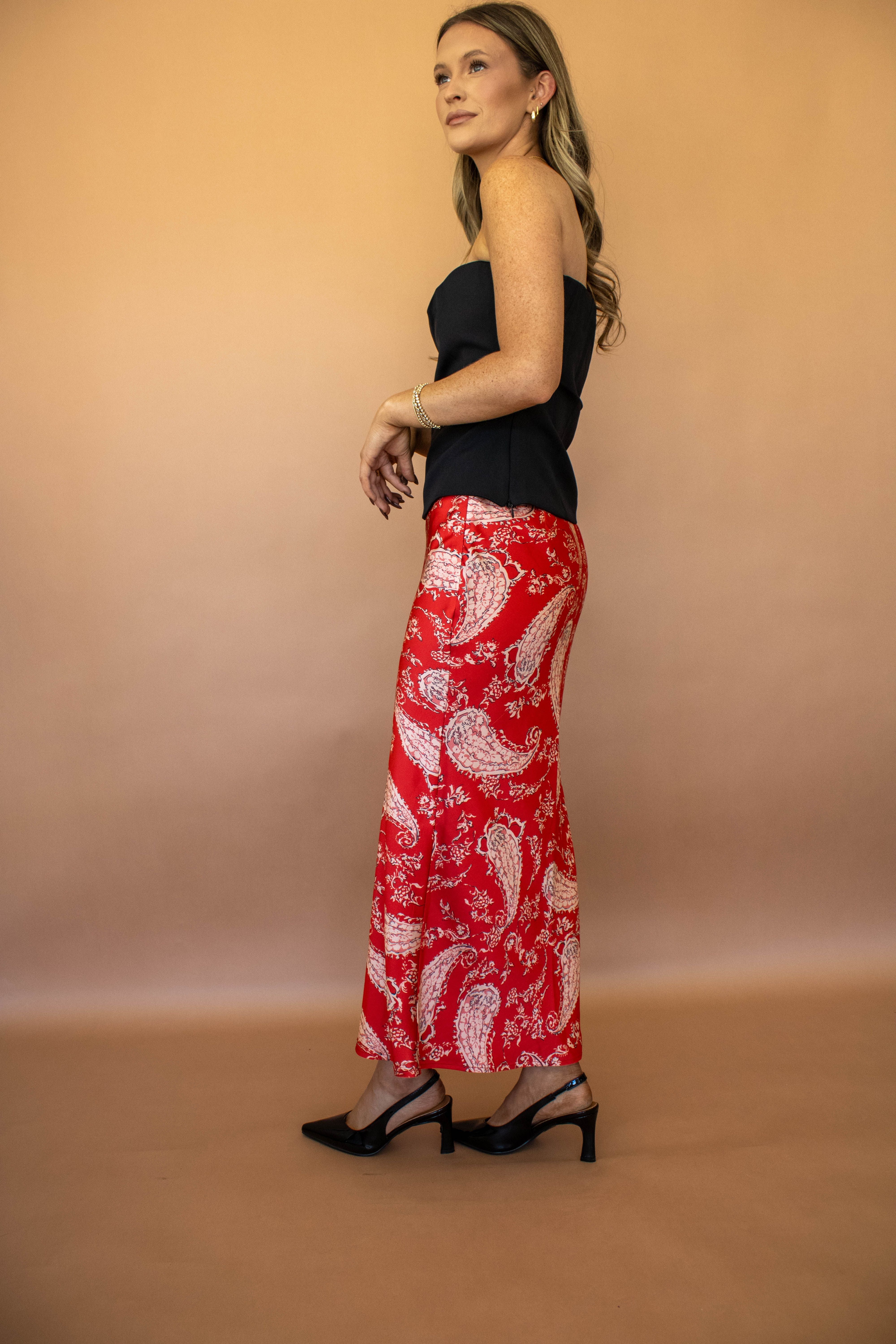 Paisley Satin Maxi Skirt