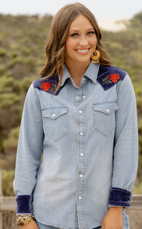 Denim Darling Button Up by Rodeo Qunicy