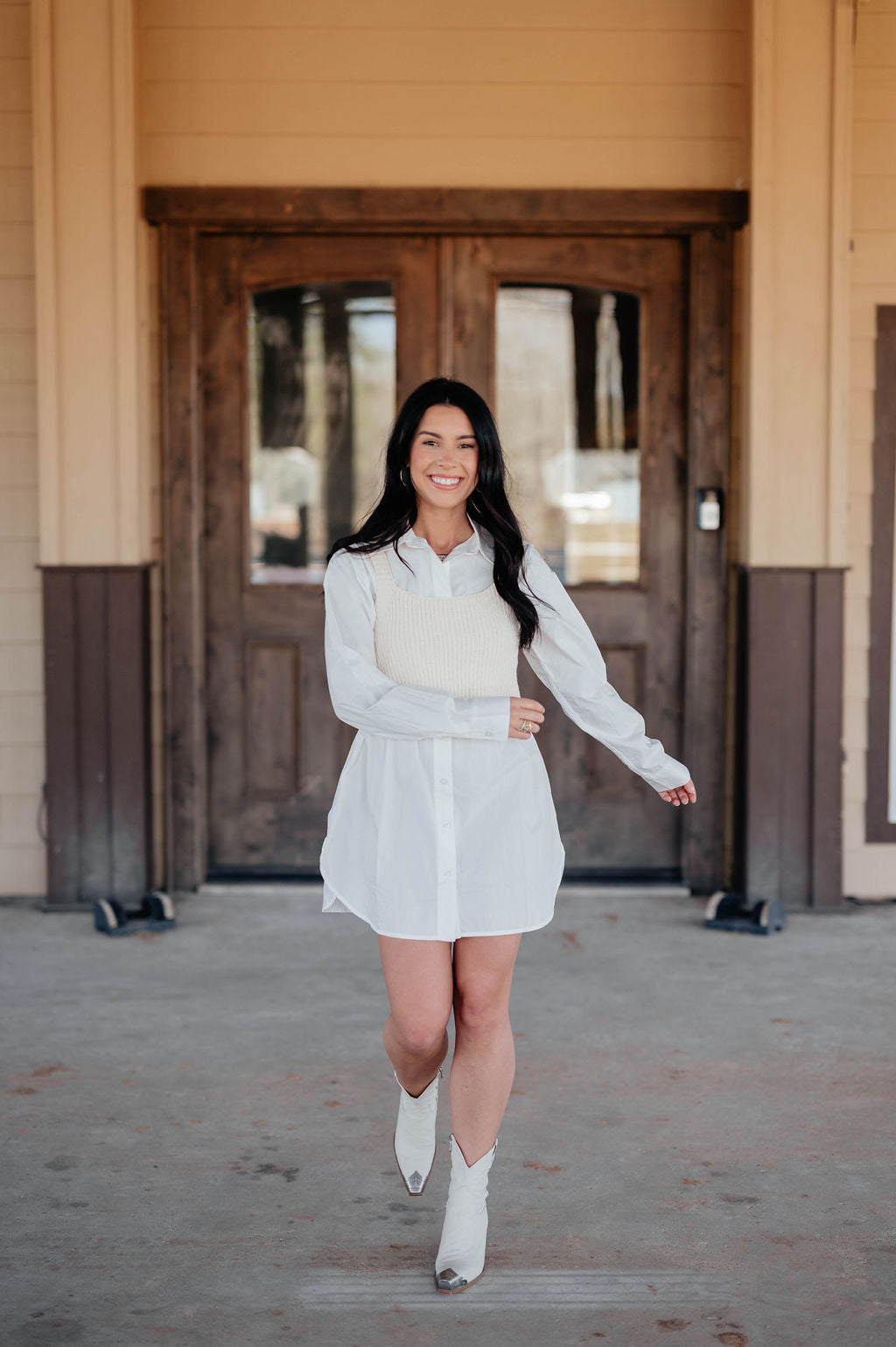 shirt dress with knit top Restyled: Shaker Knit Sweater + Plaid Shirt Dress Life According to Jamie