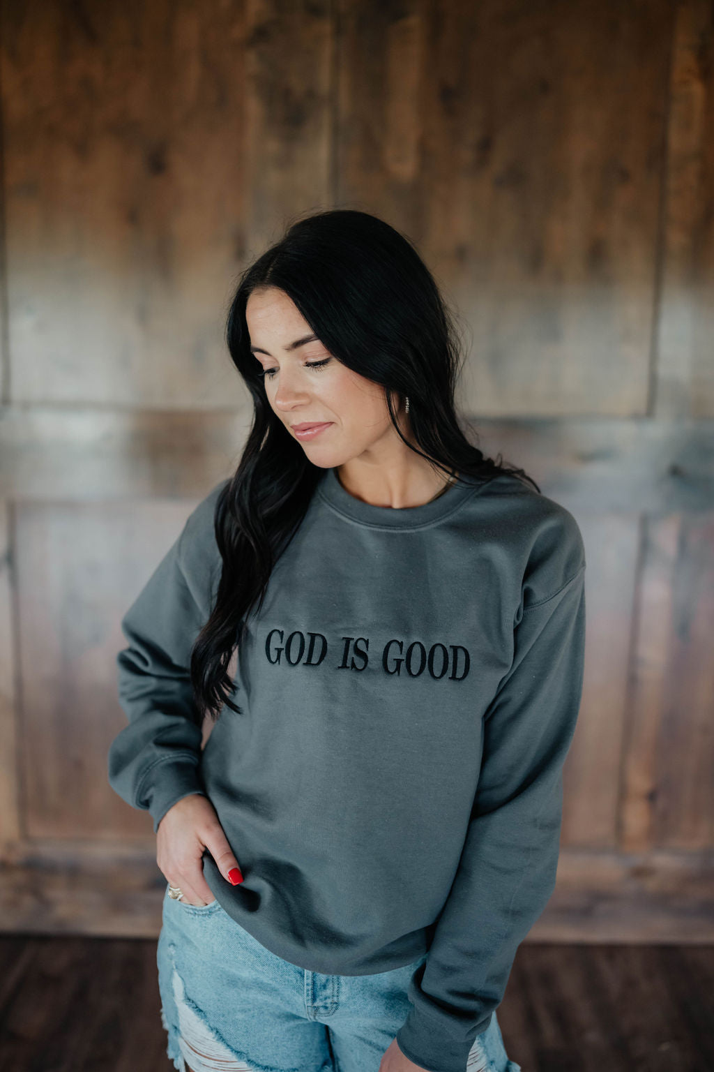 GOD IS GOOD Embroidered Sweatshirt