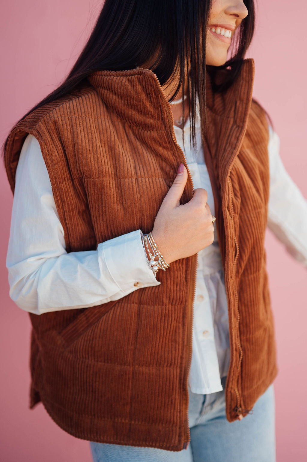 Corduroy puffer vest