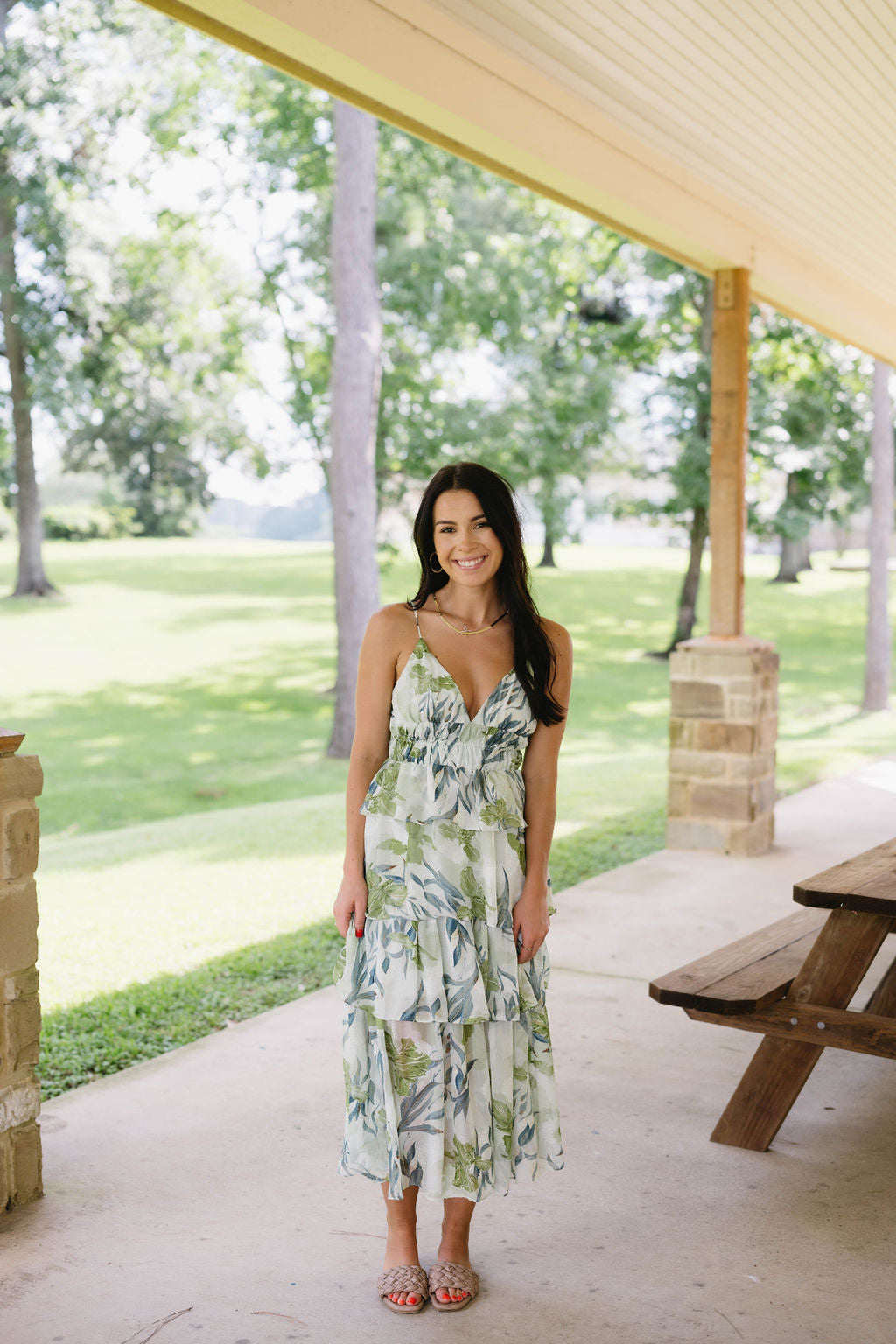 Sage Green Tiered Midi Dress Sage Green Tiered Midi Dress