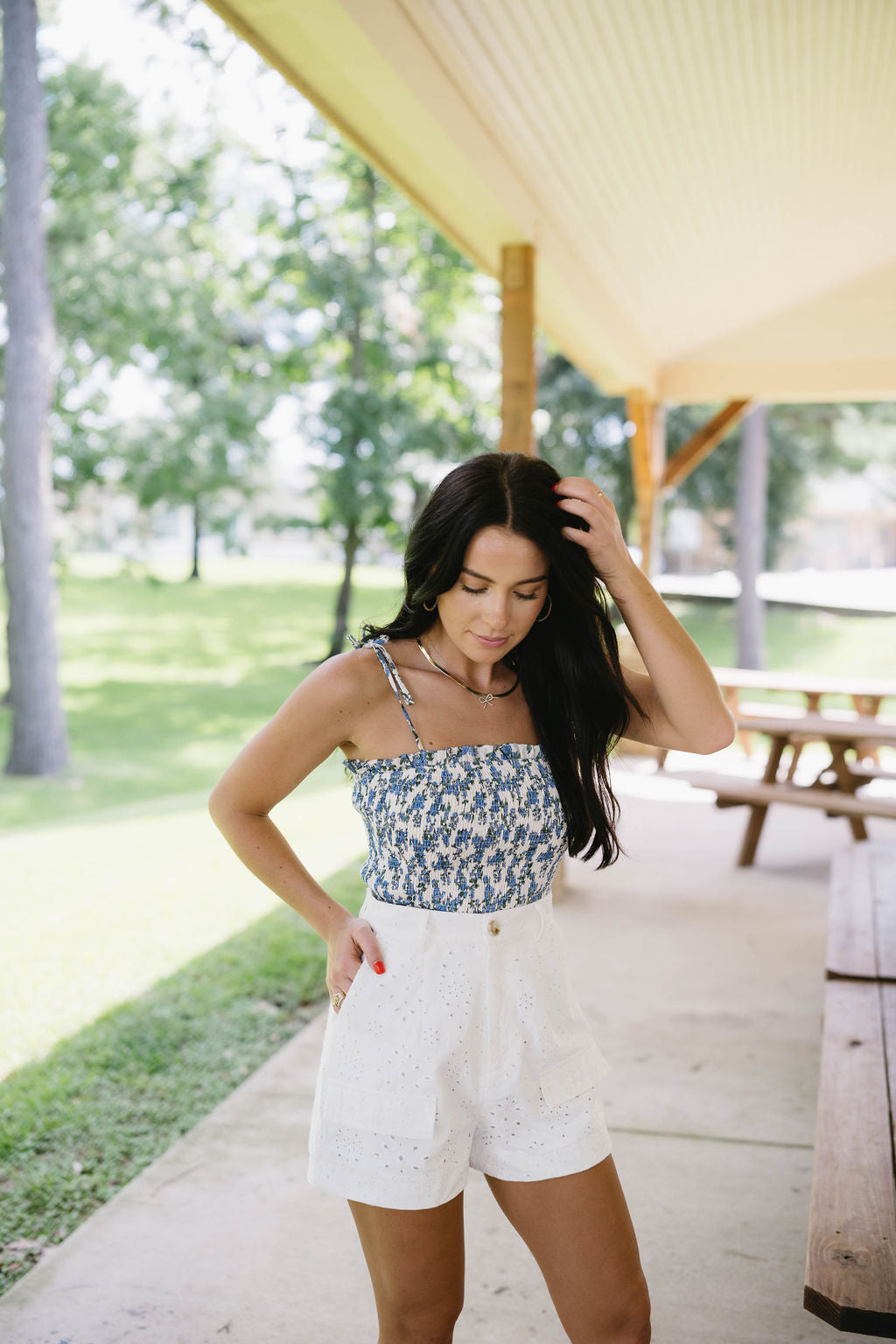 Textured Ivory Shorts