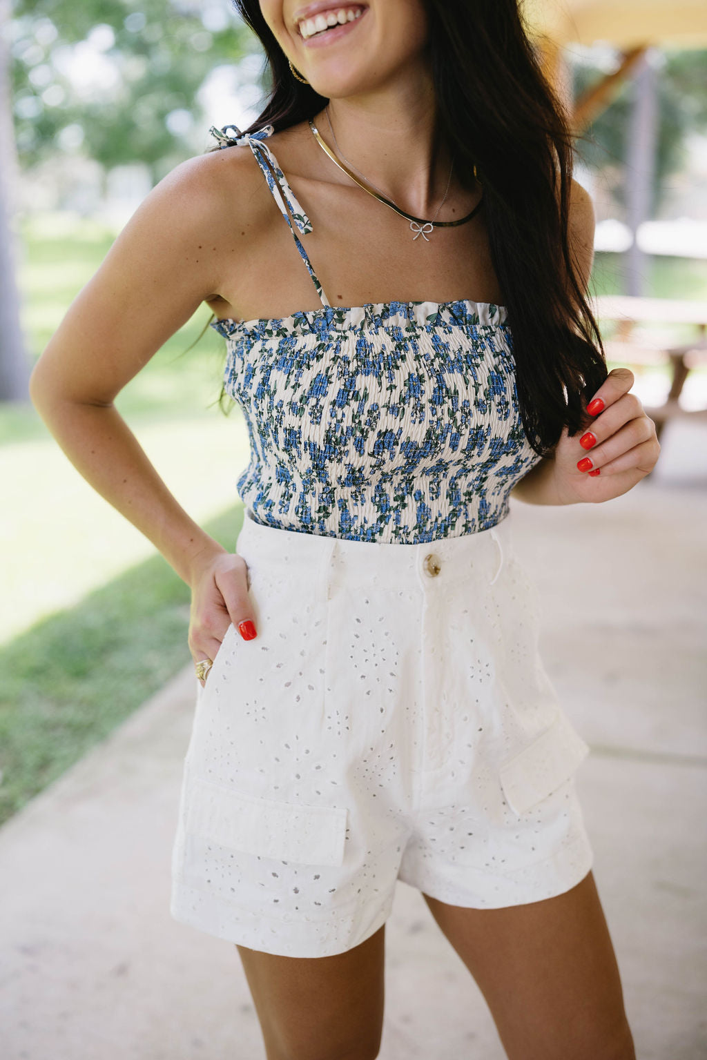 Textured Ivory Shorts