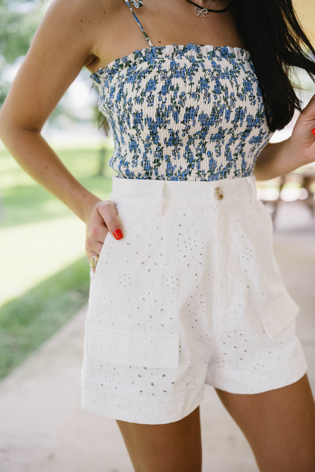 Textured Ivory Shorts