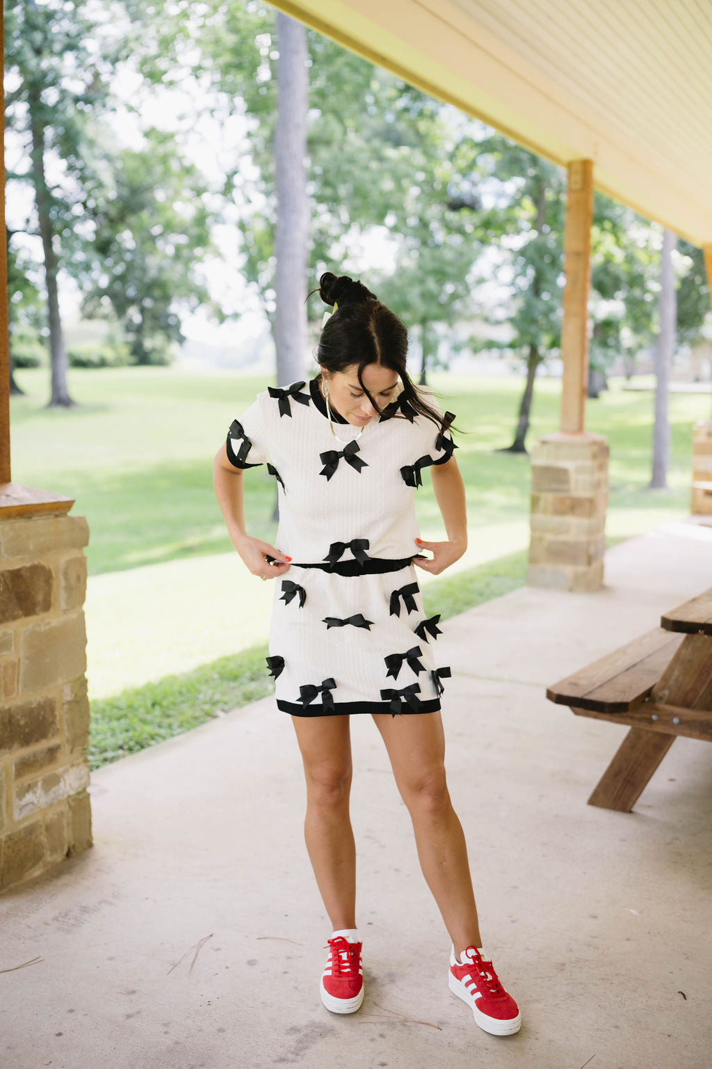 Cream & Black Bow Skirt