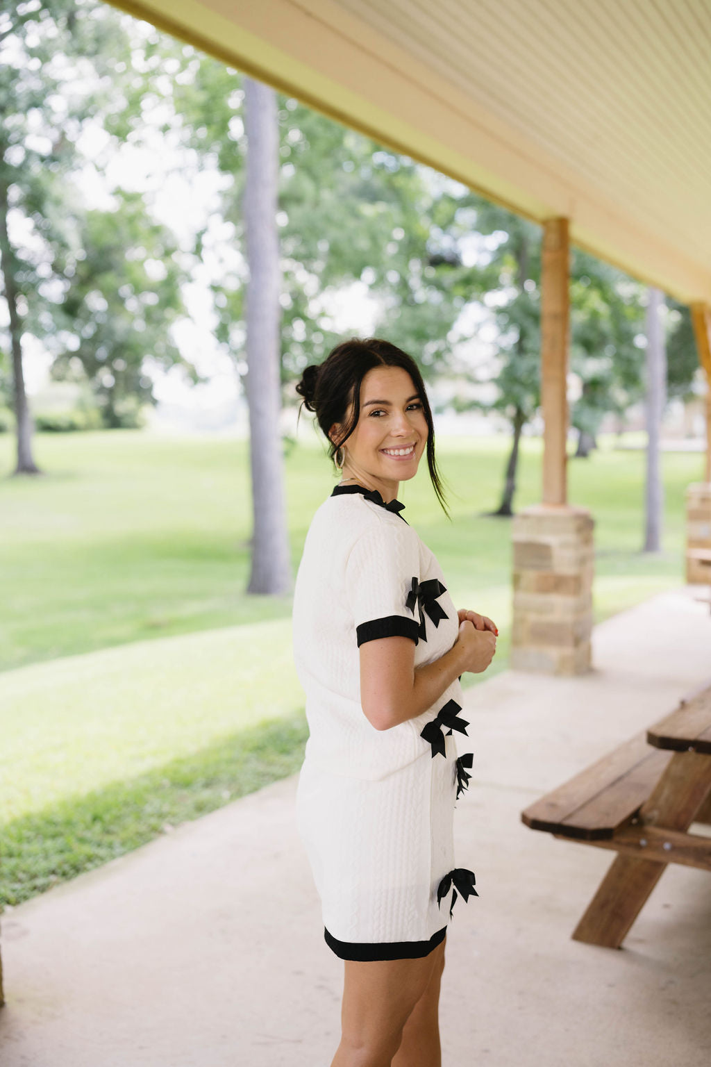 Cream & Black Bow Skirt