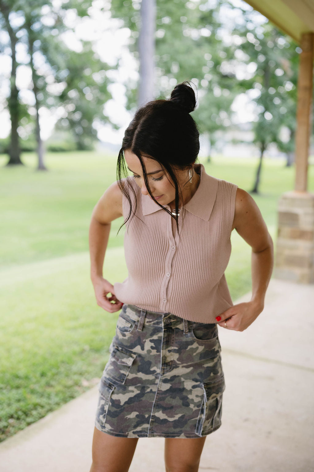 Camo Denim Skirt by Hidden