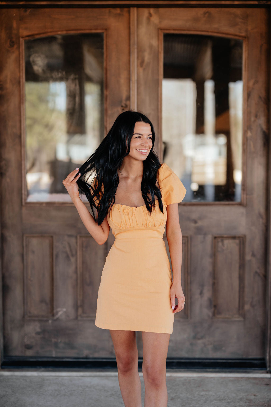 Orange Backless Puff Sleeve Mini Dress Orange Backless Puff Sleeve Mini Dress
