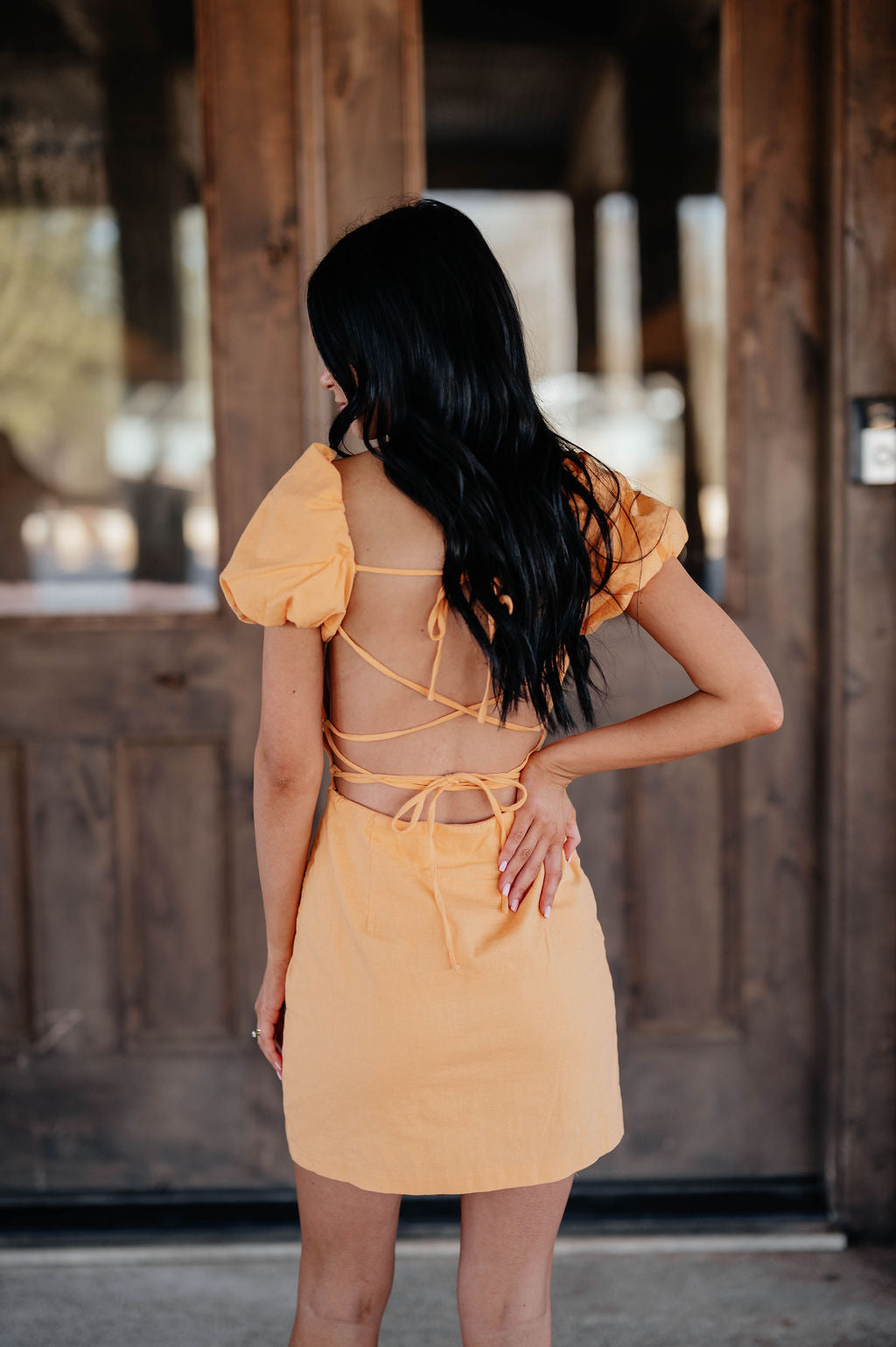 backless puff sleeve dress Our Lace Up Backless Puff Sleeve Ruched Ruffle Hem Bodycon Dress is such a vibe