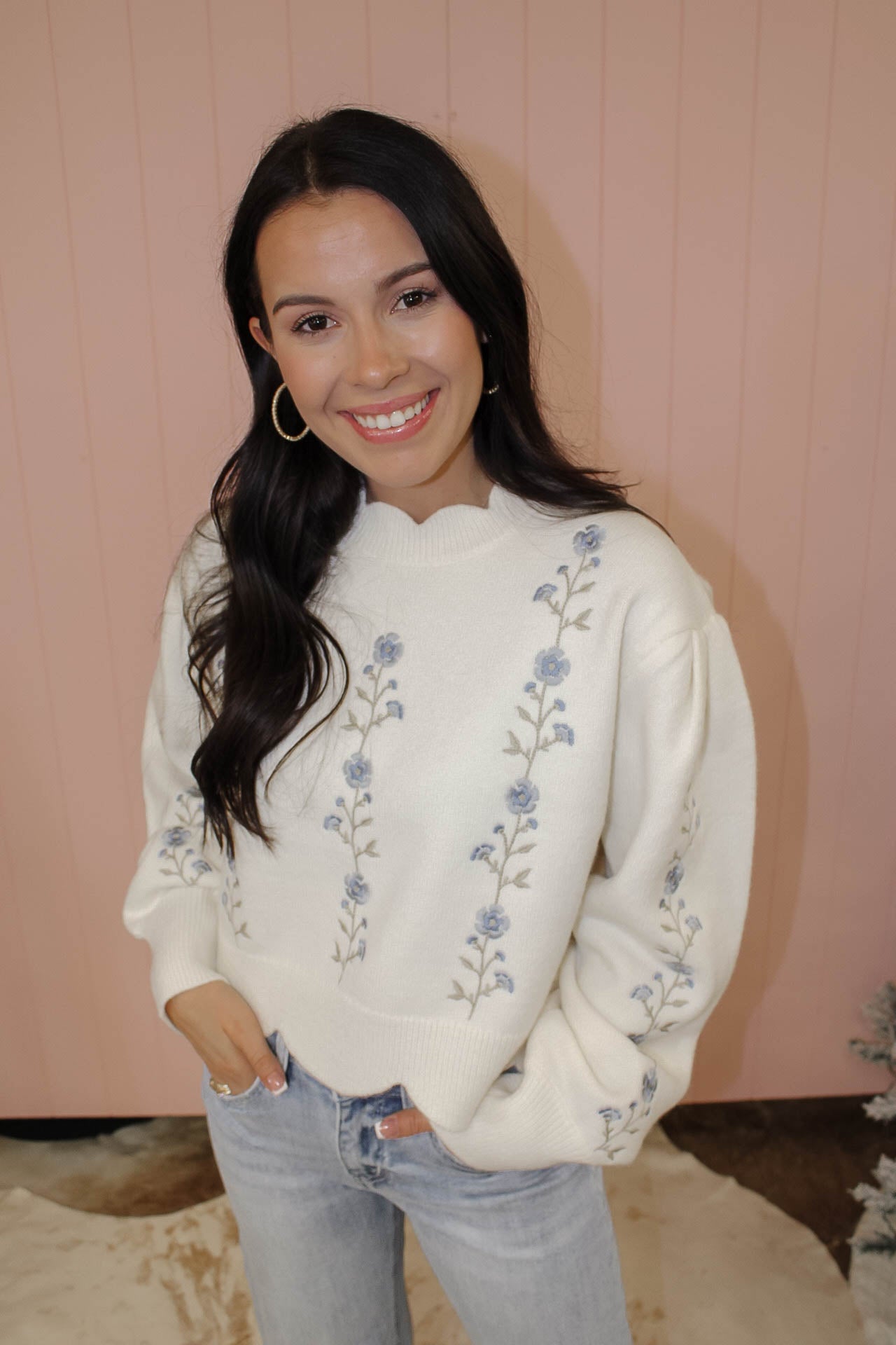 Floral Embroidered Sweater