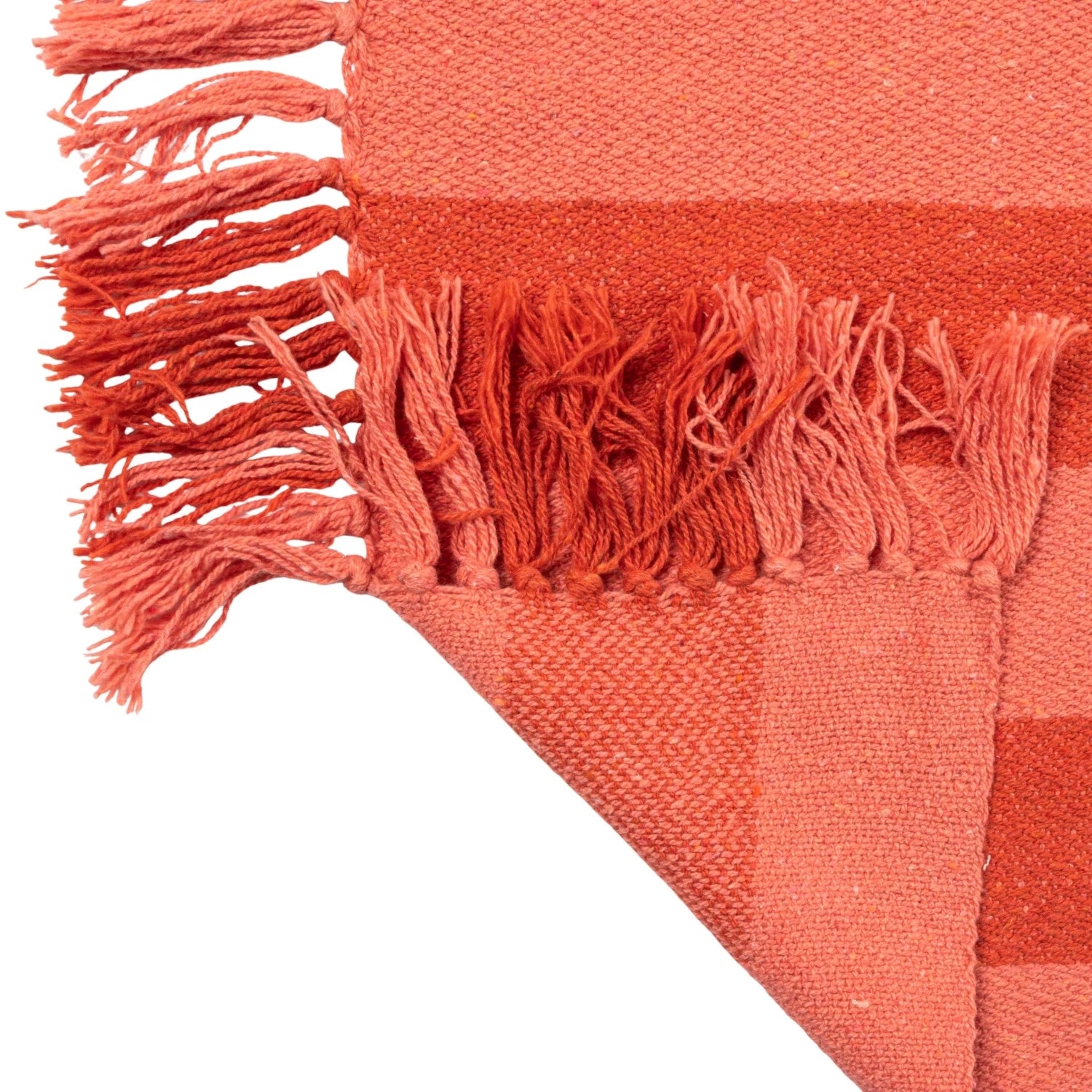 Woven Cotton Blend Throw with Stripes & Fringes