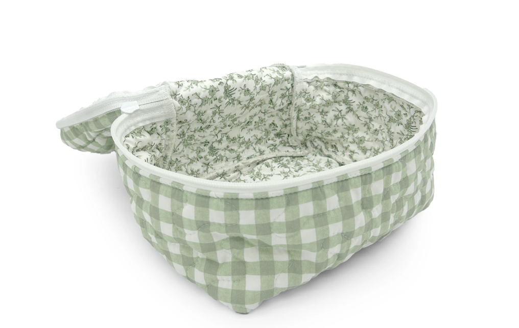 Anthia Gingham Sage Quilted Travel Case