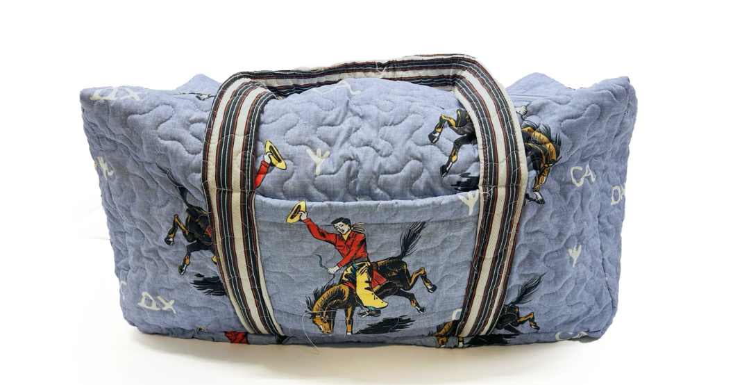 Lazy J Chambray Weekender Quilted Duffle Bag by Ida Mae