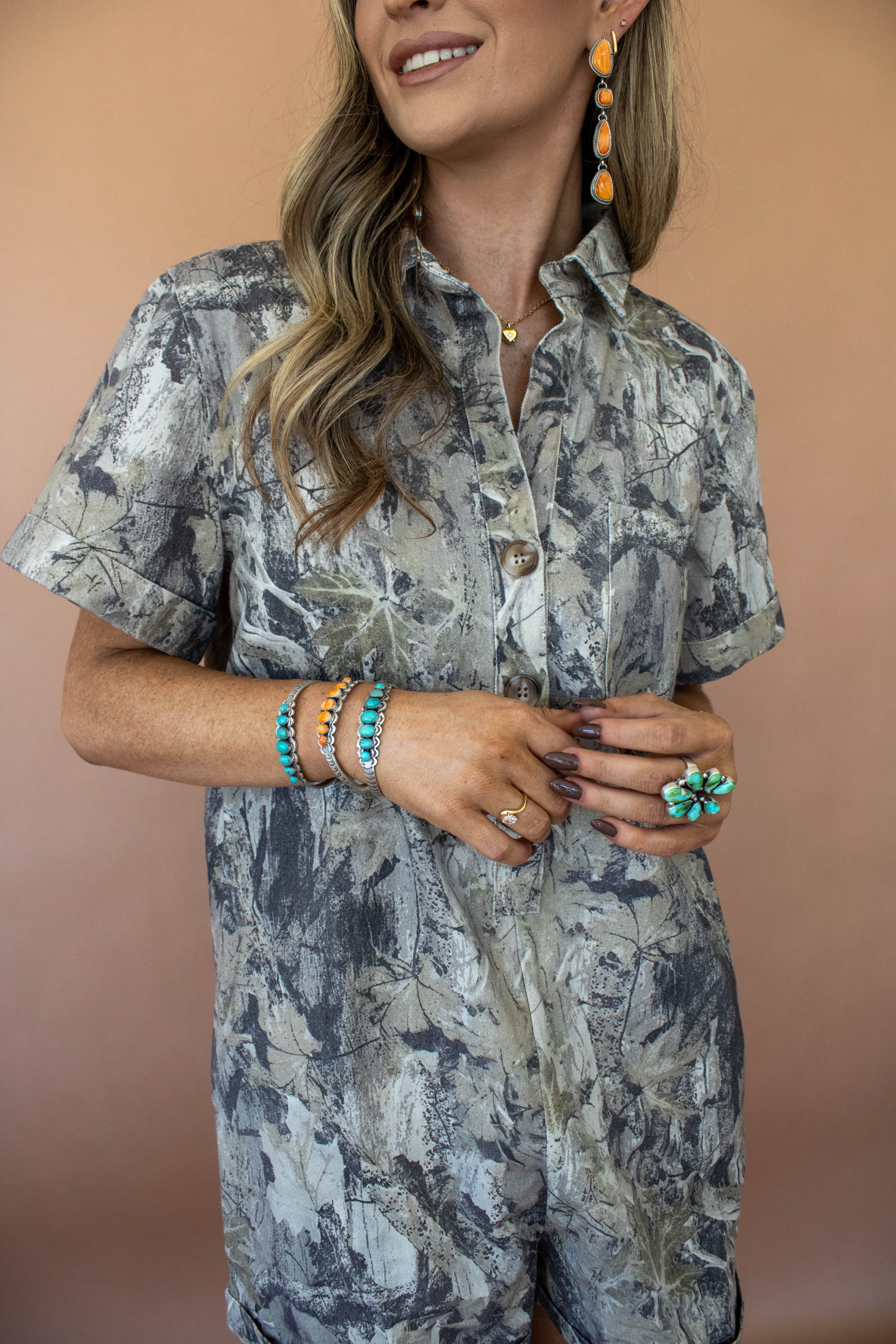 Camo Denim Shirt Romper