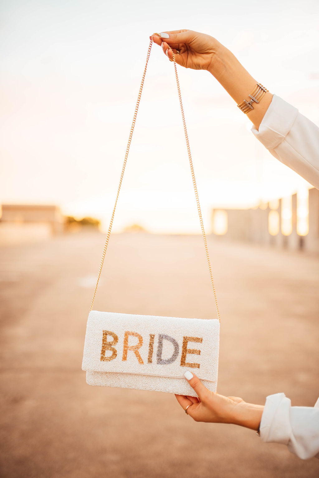 Tonal Beaded Bride Clutch